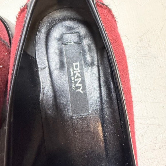 DKNY Kiltie Wedge Flannel Shoes Red Burgundy Size‎ 8 Made in Italy - Picture 2 of 6